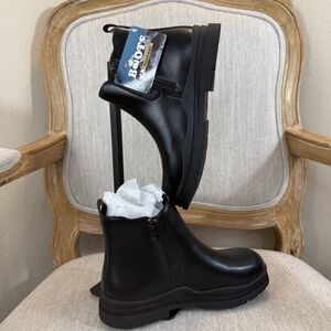 Hawkwell Kids Youth Boots Zip Elastic Black  Chelsea style modern chunky sole 6